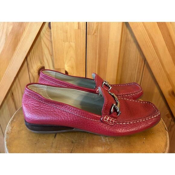 GEOX RESPIRA Red Leather Loafer US Size 8.5-9 EU 39 - Picture 1 of 9